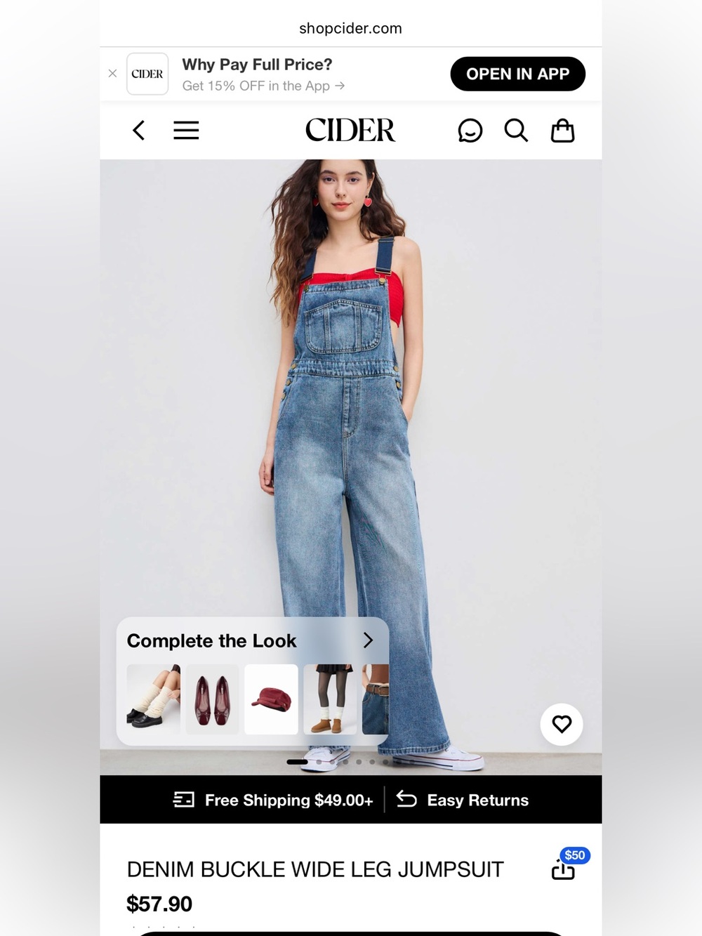 Cider Denim Jumpsuit XL